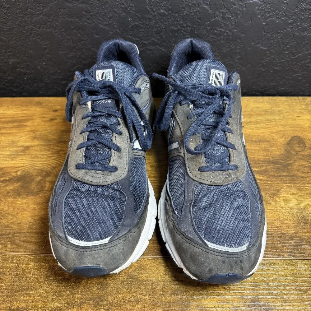 New‎ Balance 990v4 M990NV4 Navy Suede Mesh Running Shoes Mens 14 2A Narrow